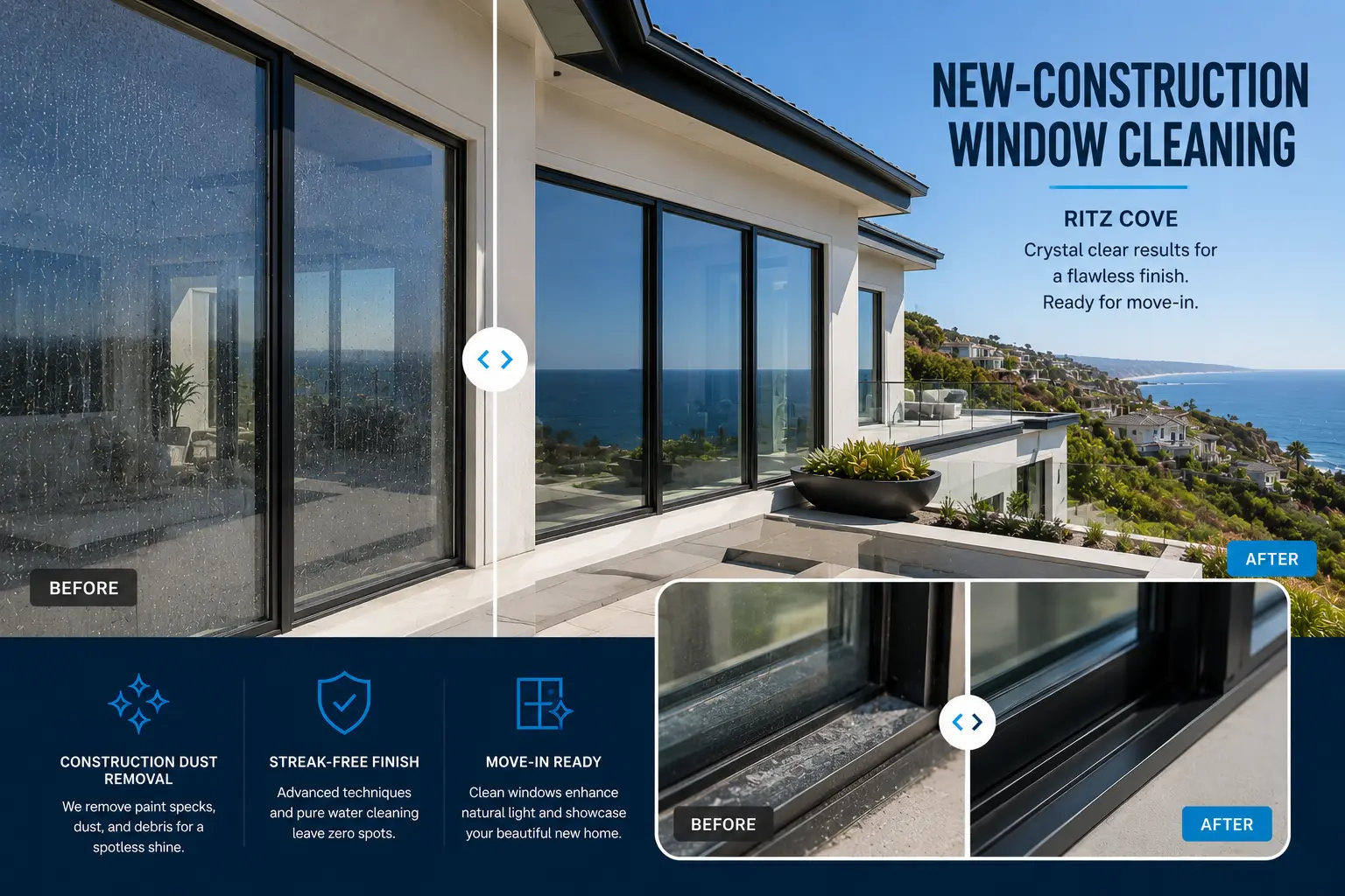 New-construction window cleaning, Ritz Cove New-construction window cleaning, Ritz Cove