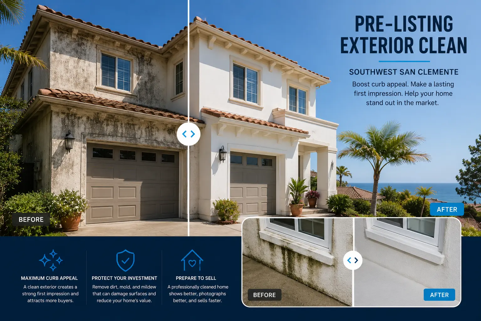 Pre-listing exterior clean, Southwest San Clemente Pre-listing exterior clean, Southwest San Clemente