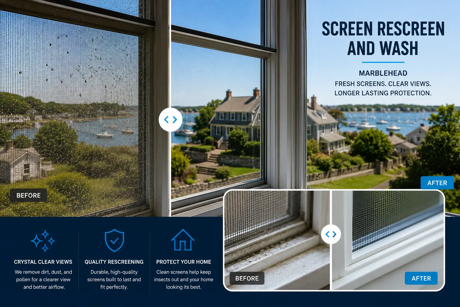 Screen rescreen and wash, Marblehead Screen rescreen and wash, Marblehead